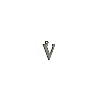 Dark grey metal letter V pendants - size 10 x 15 mm - 5 pieces