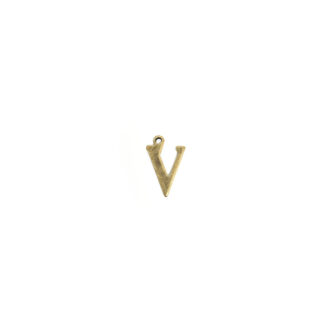 Brass metal letter V pendants - size 9 x 15 mm - 5 pieces