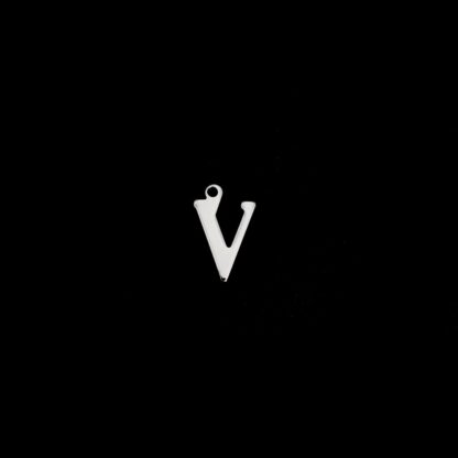 Silvery metal letter V pendants - size 10 x 16 mm - 5 pieces
