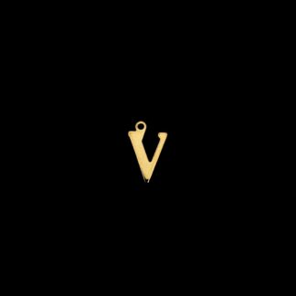 Golden metal letter V pendants - size 10 x 15 mm - 5 pieces