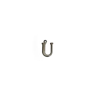 Dark grey metal letter U pendant - size 10 x 15 mm - 5 pieces