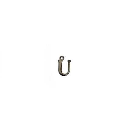 Dark grey metal letter U pendant - size 7 x 11 mm - 5 pieces