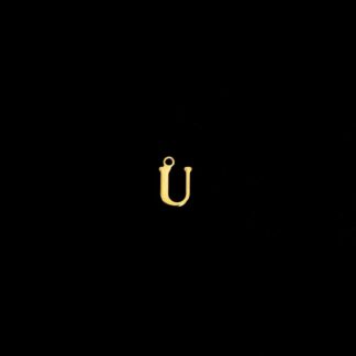 Golden metal letter U pendant - size 7 x 11 mm - 5 pieces