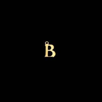 Golden metal letter B pendants - size 7 x 11 mm - 5 pieces