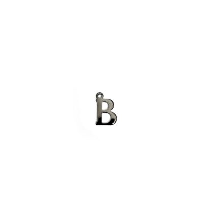 Dark grey metal letter B pendants - size 7 x 11 mm - 5 pieces