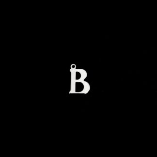 Silvery metal letter B pendants - size 10 x 15 mm - 5 pieces
