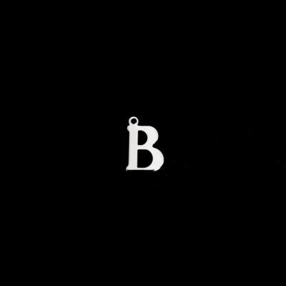 Silvery metal letter B pendants - size 10 x 15 mm - 5 pieces