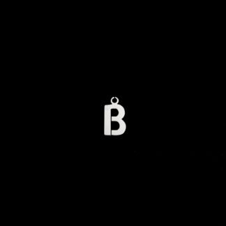 Silvery metal letter B pendant - size 7 x 13 mm