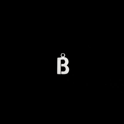 Silvery metal letter B pendant - size 7 x 13 mm