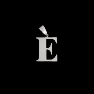 Silvery metal letter E pendant - size 20 x 32 mm