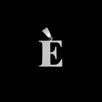 Silvery metal letter E pendant - size 20 x 32 mm