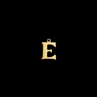 Golden metal letter E pendants - size 10 x 15 mm - 5 pieces