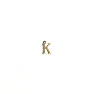 Brass metal letter K pendants - size 7 x 11 mm - 5 pieces
