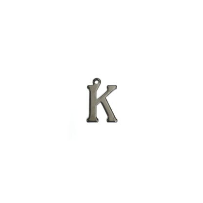 Dark grey metal letter K pendants - size 11 x 16 mm - 5 pieces