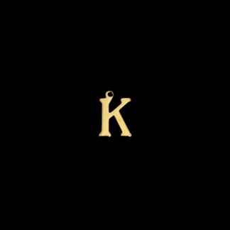 Golden metal letter K pendants - size 10 x 15 mm - 5 pieces