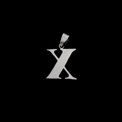 Silvery metal letter X pendant - size 20 x 32 mm