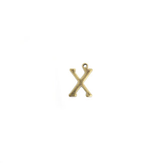 Brass metal letter X pendants - size 10 x 15 mm - 5 pieces