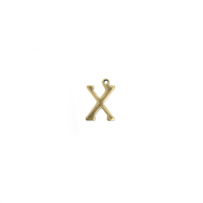 Brass metal letter X pendants - size 10 x 15 mm - 5 pieces