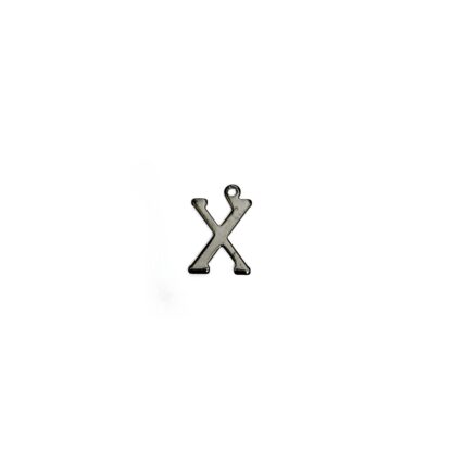 Dark grey metal letter X pendants - size 10 x 15 mm - 5 pieces