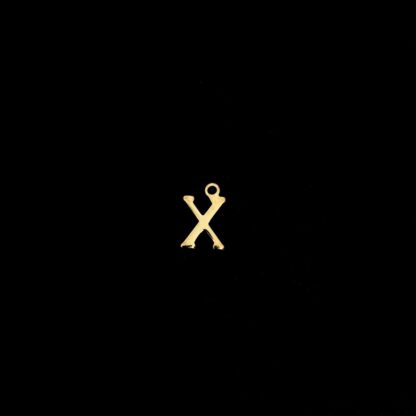 Golden metal letter X pieces - size 7 x 11 mm - 5 pieces