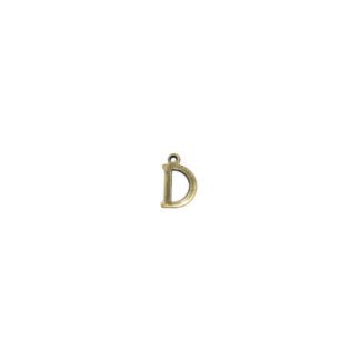 Brass metal letter D pendants - size 7 x 11 mm - 5 pieces