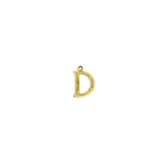 Brass metal letter D pendants - size 10 x 15 mm - 5 pieces