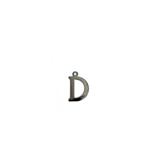 Dark grey metal D pendants - size 10 x 15 mm - 5 pieces