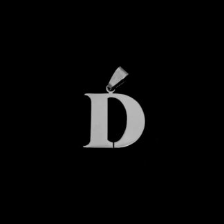 Silvery metal letter D pendant - size 22 x 32 mm