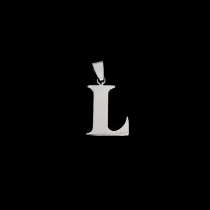 Silvery metal letter L pendant - size 17 x 32 mm
