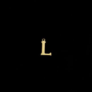 Golden metal letter L pendants - size 9 x 16 mm - 5 pieces
