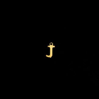 Golden metal letter J pendants - size 5 x 11 mm - 5 pieces