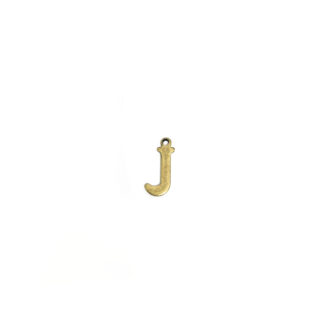 Brass metal letter J pendants - size 7 x 15 mm - 5 pieces
