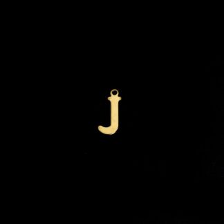 Golden metal letter J pendants - size 7 x 15 mm - 5 pieces