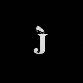 Silvery metal letter J pendant - size 12 x 32 mm