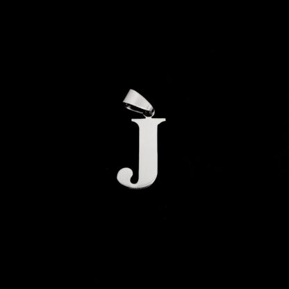 Silvery metal letter J pendant - size 12 x 32 mm