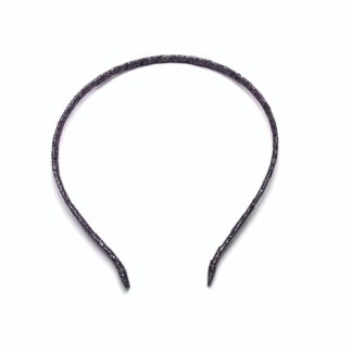Glittery dark grey fabric covered metal hairband - width 5 mm