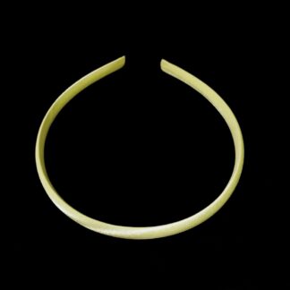 Shiny greenish yellow fabric covered plastic hairbands - width 9 mm - 2 pieces