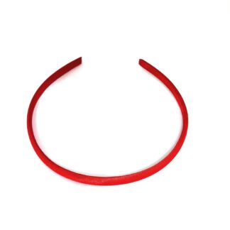 Shiny red fabric covered plastic hairbands - width 9 mm - 2 pieces