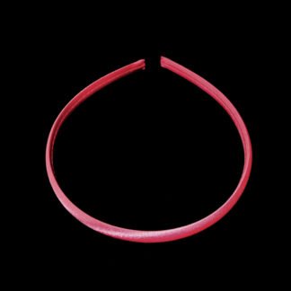 Shiny reddish pink fabric covered plastic hairbands - width 9 mm - 2 pieces
