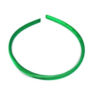 Shiny green fabric covered plastic hairbands - width 9 mm - 2 pieces