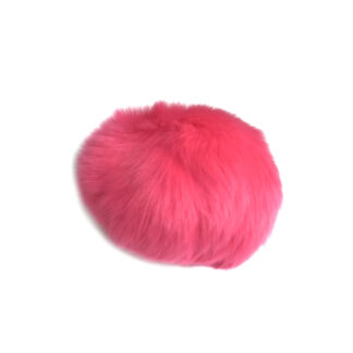 Pink rabbit fur ball with white elastic loop - size 70 mm