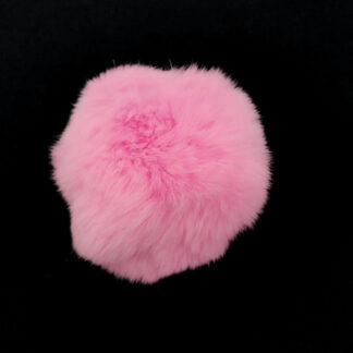 Light pink rabbit fur ball with black elastic loop - size 60 mm