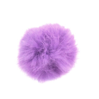 Violet rabbit fur ball with white elastic loop - size 65 mm