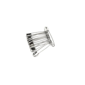 Silvery metal safety pins - length 32 mm - 10 pieces