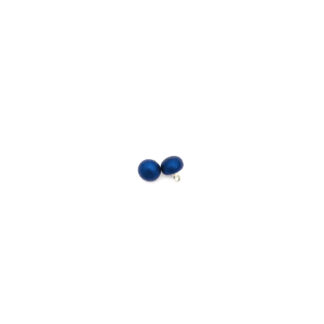 Round frosted dark blue silvery metal shank buttons - diametre 8 mm - 2 pieces