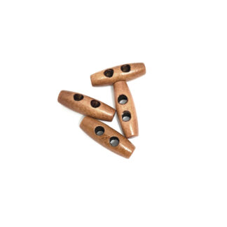 Light brown toggle wooden buttons - size 1 x 3 mm - 4 pieces