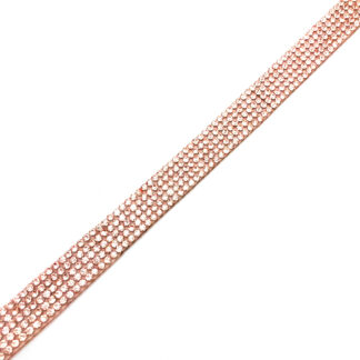 Round pinkish clear rhinestones iron-on decoration - size 10 x 235 mm - 5 rows