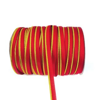 Red bias binding with golden insert by metre - width 9 mm
