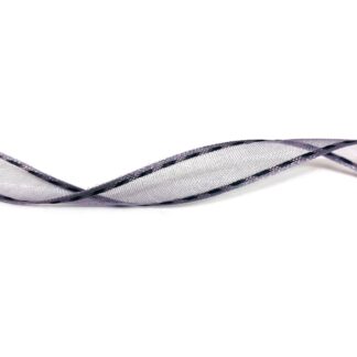 Grey organza ribbon with black stitches edges by metre - width 11 mm
