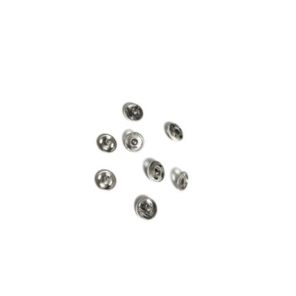 Silvery metal round sew-on snap buttons - diametre 7 mm - 10 pairs